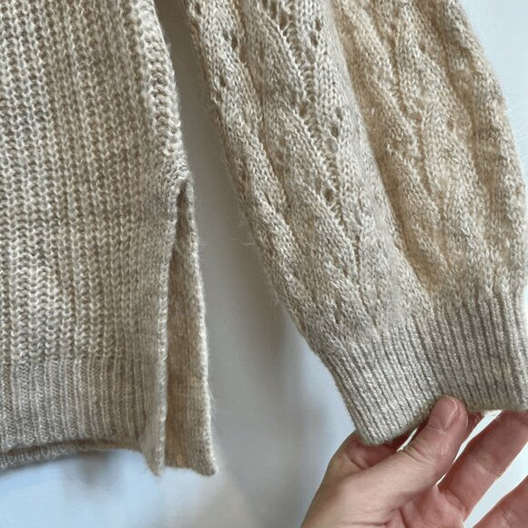 RW&CO. Delicate V Neck Knit Crochet Balloon Long Sleeve Tunic Sweater S Dainty - Picture 11 of 13